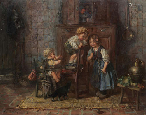 Raiding the Kitchen Cupboard 41.5 x 52 cm. (16 5/16 x 20 1/2 in.) Jessie M. McGeehan(British, 1872-died circa 1962)