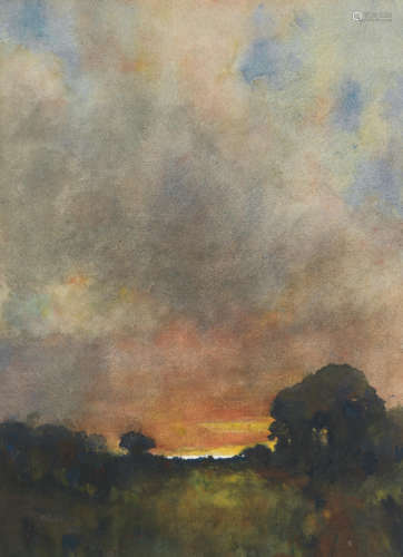 Sunset 32 x 24 cm (12 5/8 x 9 7/16 in.) Sir William George Gillies CBE LLD RSA PPRSW RA(British, 1898-1973)