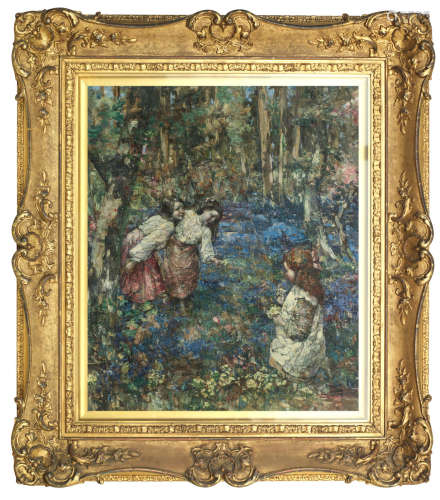 Picking Wild Flowers 77 x 63 cm. (30 5/16 x 24 13/16 in.) Edward Atkinson Hornel(1864-1933)