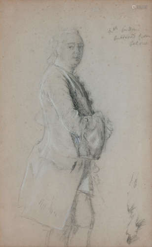 Study for Portrait of Gentleman in a Velvet Coat, possibly Lord John Murray  (circa 1759) 47.5 x 29.5 cm. (18 11/16 x 11 5/8 in.) Allan Ramsay(Edinburgh 1713-1784 Dover)