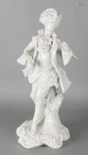 Large old German Sitzendorf porcelain figure. 'Noble gentleman with saber'. 20th century.