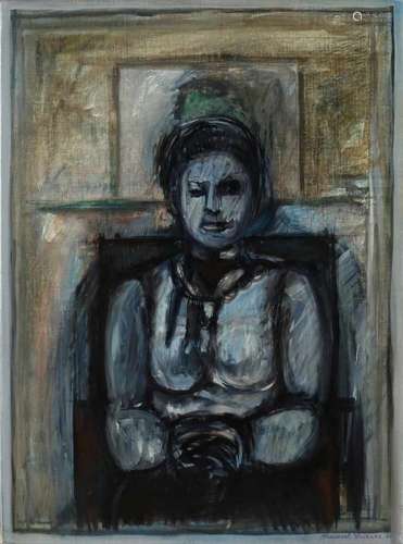 Meinert Volkers. 1988. 1927 - 2000. Enschede. Lady's portrait. Oil paint on linen. Size: 50 x 70 cm.