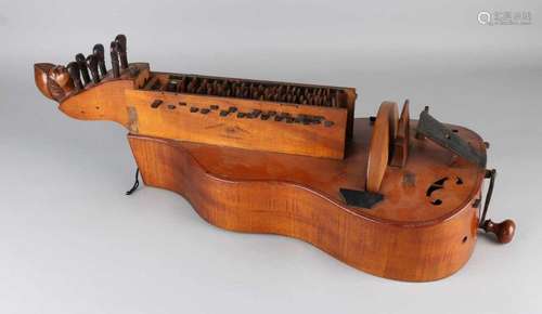 Antique French hurdy-gurdy, stringed instrument. Signed Thouvenel Henry A. Mirecourt. Circa 1900.