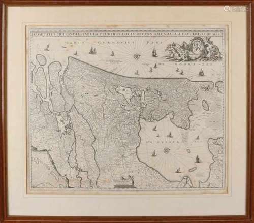 Antique map. Frederico de Wit. 1629-1706. With the Zuider Zee. Engraving on paper. Size: 47 - 57 cm.