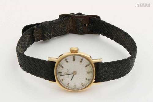 Yellow gold watch, 585/000, Certina, ladies model with nylon strap. ø 20 mm. Gelbgolduhr, 585/000,