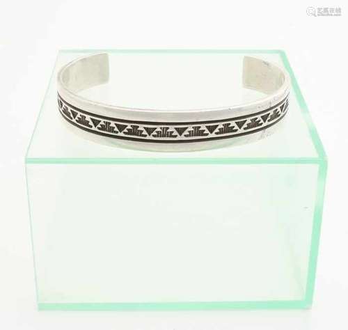 Rare silver clamp bracelet, 925/000, made by Navajo artist Troy Laner, 80 years, Width 13 mm, ø ca