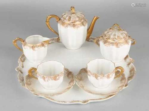 Beautiful 19th century porcelain tete a tete tea set. For two persons. Six-piece set with fine