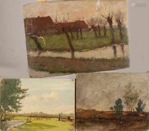 Three times Wetering de Rooy. 1877 - 1972. Three landscapes diverse. Oil paint on linen. Size: