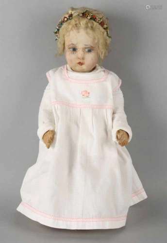 Antique 'Lenci' doll (?). First half of 20th century. With played fabric body, mohair wig, painted