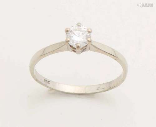 White gold ring, 585/000, with diamond. Solitaire ring with 6 legs c haton set with a brilliant