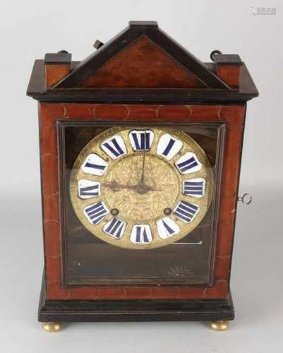 18th Century French walnut table clock with bandintarsia. Minoche a Paris. Spillway converted to