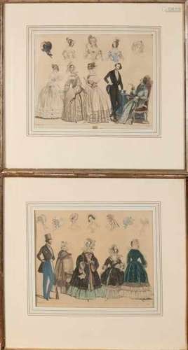 Eight times 19th century miscellaneous prints. Among others: fashion prints France and French