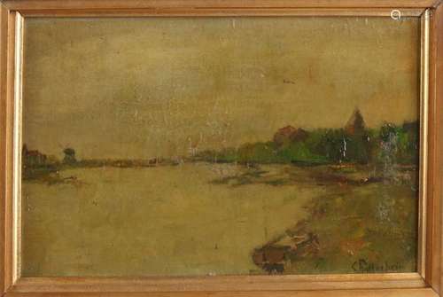 Stutterheim. Circa 1900. River face. Oil paint on panel. Size: 28 x 18 cm. In reasonable / good