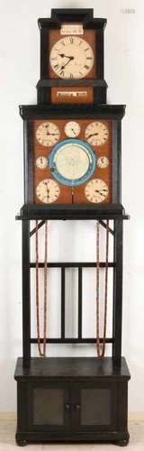 Rare antique bohemian world clock by Puskar Joszef. Circa 1920. In oak frames, various