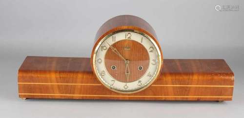 Old German Sonneberg walnut buffet clock. Circa 1960. Size: 22 x 58 x 22 cm. In good condition. Alte