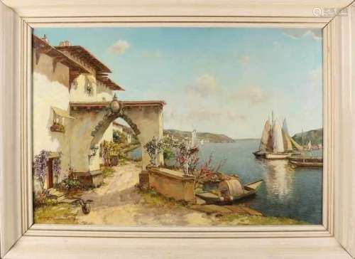 Alfredo Caldini. 1953. 1917 - ...... Italian school. Italian coastal town of Sorrento. Oil paint