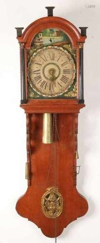 Early 19th century oak Frisian tail bell with wedding wreath and alarm clock. Size: 143 cm. In