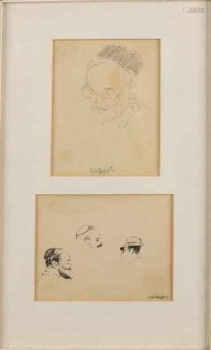 Giele Roelofs. 1907 - 1976. Two drawings Jewish figures with keppel. Drawing on paper. Dimensions: