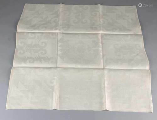 Old beige damask napkin. Design MC Escher 1955. For van Dissen & Zn. Enschede. Size: 59 x 57 cm.