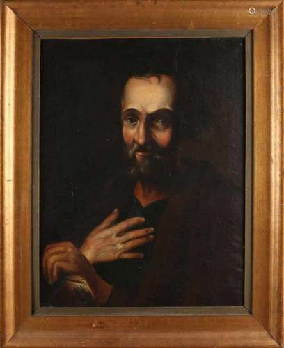 Unsigned. 19th century. Men's portrait. Oil paint on linen. Size: 38 x 73 cm. In reasonable / good