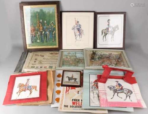 Interesting plot with various prints, posters and artworks concerning militaria. Interessante