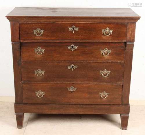 Oak Dutch Empire 4 drawers chest of drawers. Circa 1830. Size: 96 x 99 x 44 cm. In good condition.