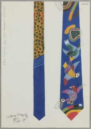 Guillaume Corneille. '87. 1922 - 2010. Design of a tie for The Society Shop. Lithograph from book.