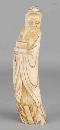 Antique Chinese ivory figure. Chinese philosopher. 19th century. Damages head covering and bottom