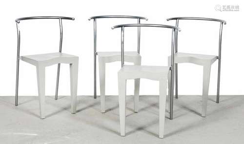 Four Italian Philip Starck Dr. Glob Kartell chairs. Second half of the 20th century. Plastic with