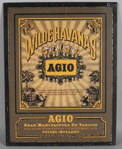 Old Agio Wilde Havanas billboard. Lithographed on tin. Duizel Holland. Circa 1950 - 1960. Size: 42 x