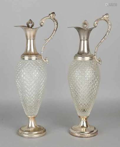 Two plated glass pouring carts. Second half of the 20th century. Size: H 40 cm. In good condition.