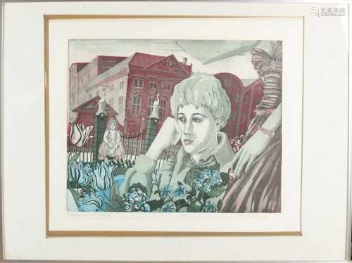 Cees Landsaat. 1948 -. '78. No. 15/35. Flower parade in Halfweg. Etching on paper. Size: 50 x 42 cm.