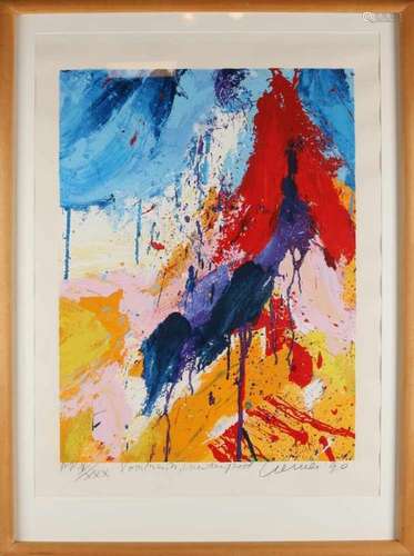 Jan Cremer. '90. 1940 -. Pre-press friends. Abstract composition. Silkscreen on paper. Size: 53 - 73