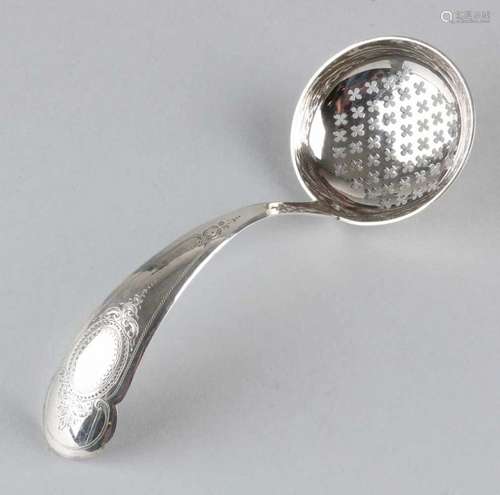 Silver 835/000 scatter spoon with openwork trough with crosses and engraved engraved handle. MT .: