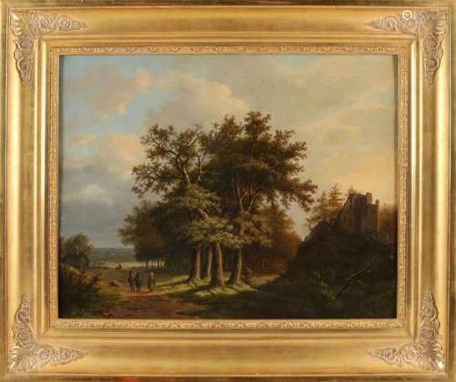 HE Rademaker. 1862. 1820 - 1885. Dutch panoramic landscape with figure. Needs restoration. Oil paint