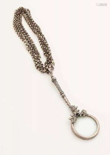 Silver necklace, 835/000, and pendant, 925/000, long jasseron necklace, width 3 mm, length 80 cm,