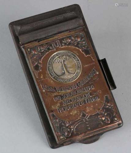 German metal art nouveau clipboard. Circa 1915. Fabrik Technische Gummiwaren und Schlauchweberei