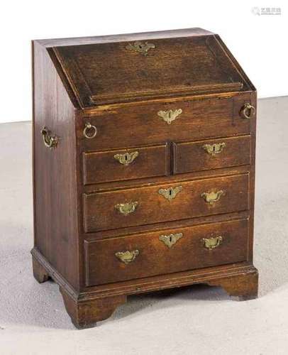 Rare 18th century English oak wooden ship secretary with original bronze fittings and lateral