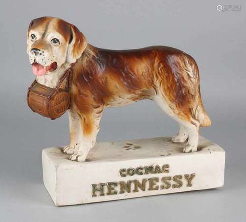 Old 'Hennessy Cognac' St. Bernard advertising dog. Hand painted. Circa 1960. Size: 24 x 26 x 10