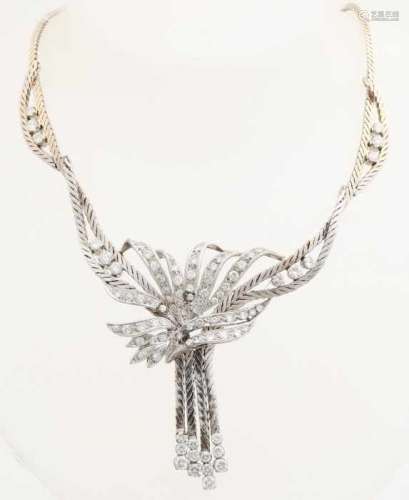 Elegant white gold choker, 750/000, with diamonds. Choker generously set with brilliant cut