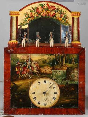 Rare major German Schwarzwalder Flöten Uhr with soldiers. Circa 1840. Mechanism in good unrestored