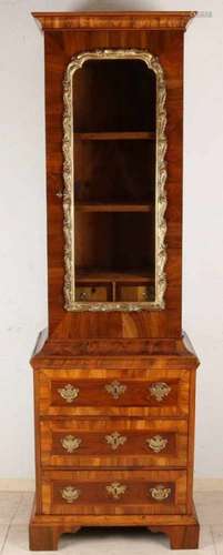 18th Century German walnut Baroque display cabinet with cupboards. Recently professionally