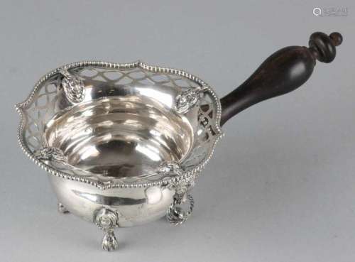 Silver pipe fittings, 833/000, round model with acular-shaped edge with oval sawn pattern, decorated
