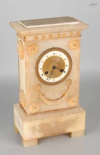 Early 19th century French alabaster Empire pendulum with eight-day movement, half-hour battle and