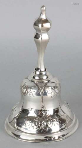 Silver handbell, 833/000, decorated with floral decoration. MT .: J.Held, Amsterdam, the