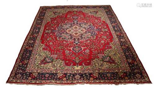 Nice big Persian rug in the colors red, blue and so on. Size: 205 x 282 cm. In good condition.