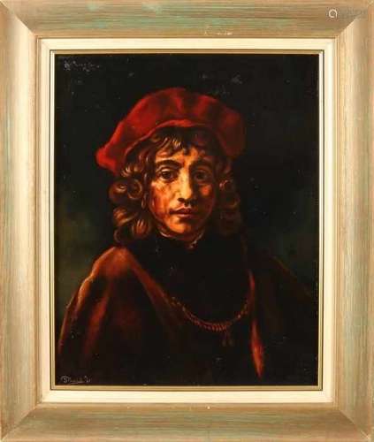 B. Taning. Second half of the 20th century. Portrait young Rembrandt. Oil paint on linen. Size: 40 x