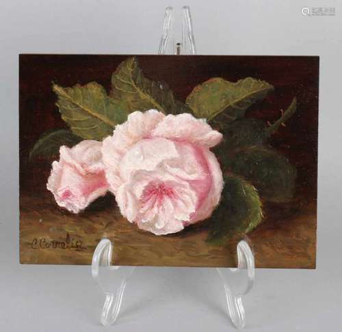 C. Cornelisz. 21st century. Still life peonies. Oil paint on panel. Size: 13 x 18 cm. In good