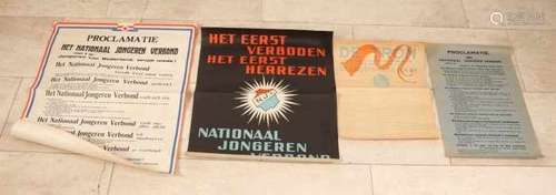 Lot of folders / posters WW II. Among others: National Youth Confederation Program, De Trom -