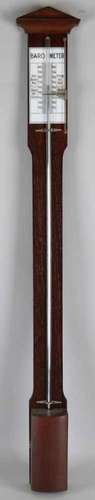 Dutch oak antique stick barometer. Circa 1900. Size: 98 cm. In good condition. Antikes Stabbarometer